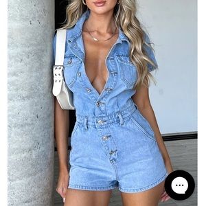 Denim Romper NWT Whitefox Boutique
